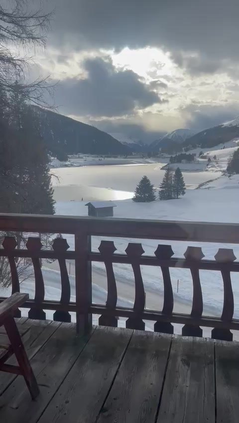 Balcony above the frozen lake